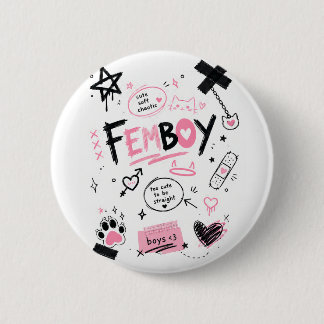 Badge Rond 5 Cm Femboy esthétique Mignon Doux Doodle chaotique