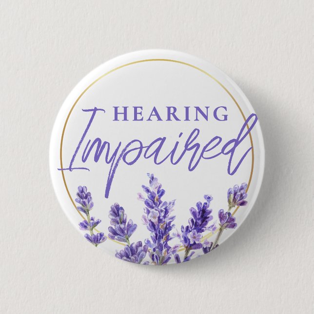 Badge Rond 5 Cm Feminine Purple Lavender Floral Hearing Impaired (Devant)