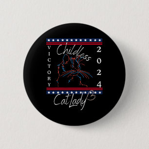 Badge Rond 5 Cm Feministe Patriotique 2024 Chat Lady Enfant '2