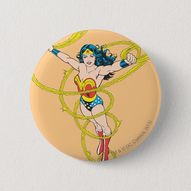 Badge Rond 5 Cm Femme à Lasso (Devant)