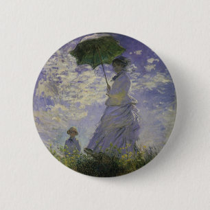 Badge Rond 5 Cm Femme à l'omrelle de Claude Monet, Art Vintage