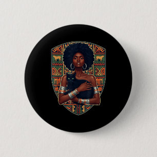 Badge Rond 5 Cm Femme afro chat noir art africain reine mélanine