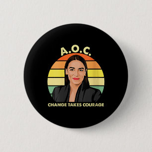 Badge Rond 5 Cm Femme Aoc Alexandria Ocasio-cortez First Femme P