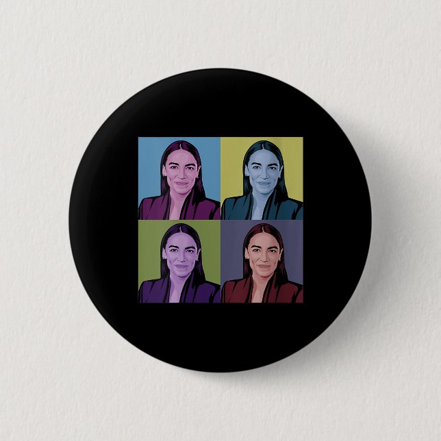 Badge Rond 5 Cm Femme Aoc Alexandria Ocasio-cortez First Femme P (Devant)