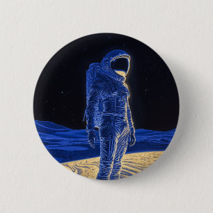 Badge Rond 5 Cm Femme astronaute