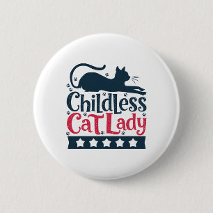 Badge Rond 5 Cm Femme au chat sans enfants Voter Vintage Enfant sa