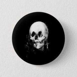 Badge Rond 5 Cm Femme avec Halloween Réflexion crâne en miroir