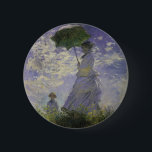 Badge Rond 5 Cm Femme avec parasol par Claude Monet, Art Vintage<br><div class="desc">La promenade, Camille Monet et Son Fils Jean (Femme avec un Parasol) (1875) de Claude Monet est une vintage peinture impressionniste de famille de portrait. Une mère se promène avec son jeune enfant dans un champ ou dans une prairie printanière. Elle tient un parasol et porte une belle robe qui...</div>