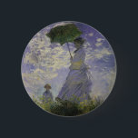 Badge Rond 5 Cm Femme avec parasol par Claude Monet, Art Vintage<br><div class="desc">La promenade, Camille Monet et Son Fils Jean (Femme avec un Parasol) (1875) de Claude Monet est une vintage peinture impressionniste de famille de portrait. Une mère se promène avec son jeune enfant dans un champ ou dans une prairie printanière. Elle tient un parasol et porte une belle robe qui...</div>
