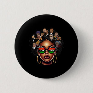 Badge Rond 5 Cm Femme Black Queen Pride Afro Girl Bhm Black Histo