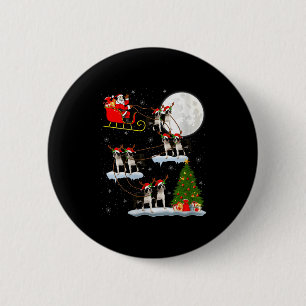 Badge Rond 5 Cm Femme Boston Terrier Chien Père Noël Traîneau Vola