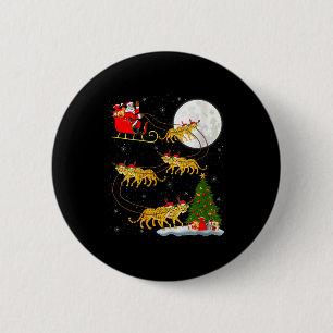 Badge Rond 5 Cm Femme Cheetah Père Noël Traîneau Volant Drôle Magi