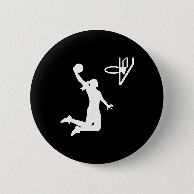 Badge Rond 5 Cm Femme de basket-ball (Devant)