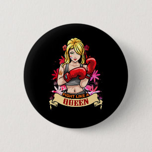 Badge Rond 5 Cm Femme de boxe kickboxing forte et autonome Fitness