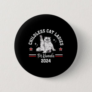 Badge Rond 5 Cm Femme De Chat Sans Enfant Pour Kamala Harris 2024