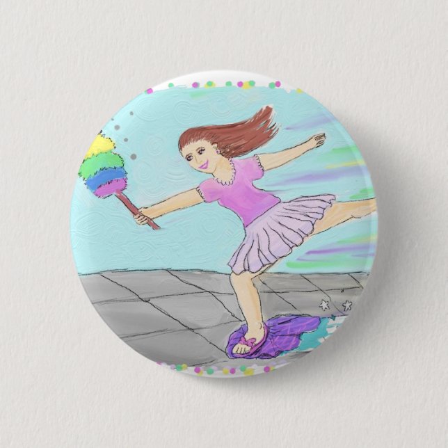 Badge Rond 5 Cm Femme de ménage mignonne (Devant)