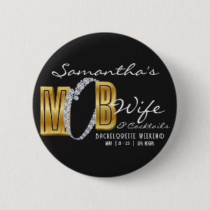 Badge Rond 5 Cm Femme de Mob & Cocktails Bach Party de Fille Black