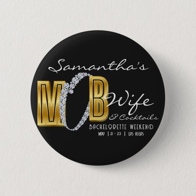 Badge Rond 5 Cm Femme de Mob & Cocktails Soirée de Bachelorette Bl (Devant)