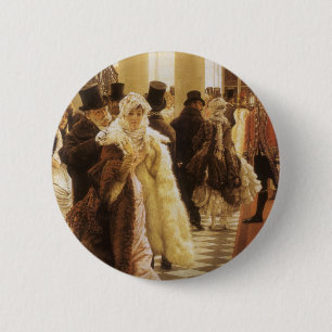 Badge Rond 5 Cm Femme de Mode par Tissot, Art Victorien Ancien