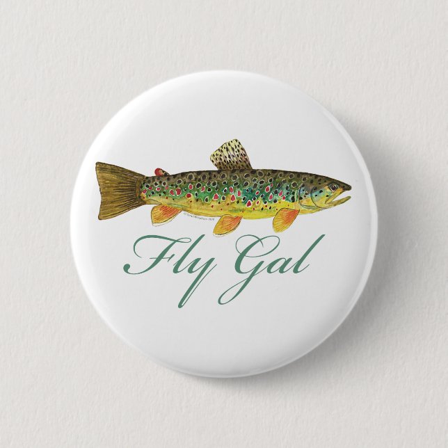 Badge Rond 5 Cm Femme de pêche à la volée (Devant)