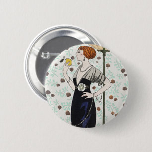 Badge Rond 5 Cm Femme de robe noire Lover citron