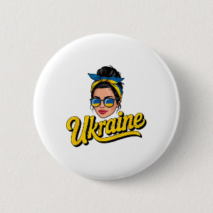 Badge Rond 5 Cm Femme de style rétro ukrainien Graphique Fierté cu