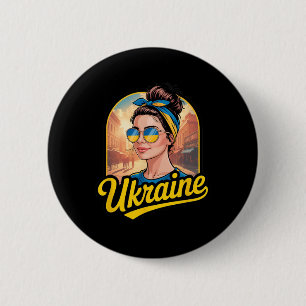 Badge Rond 5 Cm Femme de style rétro ukrainien Graphisme Fierté cu