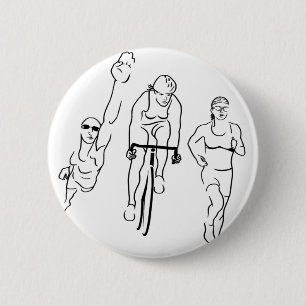 Badge Rond 5 Cm Femme de triathlon de course de vélo de bain