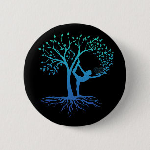 Badge Rond 5 Cm Femme de yoga avec arbre de vie Beau yoga