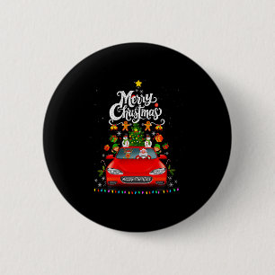 Badge Rond 5 Cm Femme drôle de père Noël conduisant un chariot cam