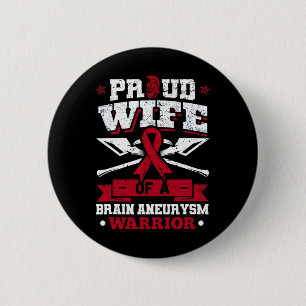 Badge Rond 5 Cm Femme D'Un Cerveau Aneurysme Guerrier Burgundy Rub