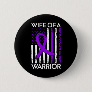 Badge Rond 5 Cm Femme D'Un Guerrier Pancréatique Cancer Sensibilis