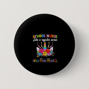 Badge Rond 5 Cm Femme École Infirmière Unicorn Magie Retour À L'Éc