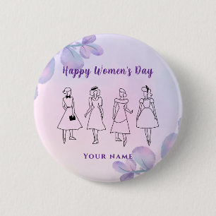 Badge Rond 5 Cm Femme élégante violet Nom personnalisé Fête des fe