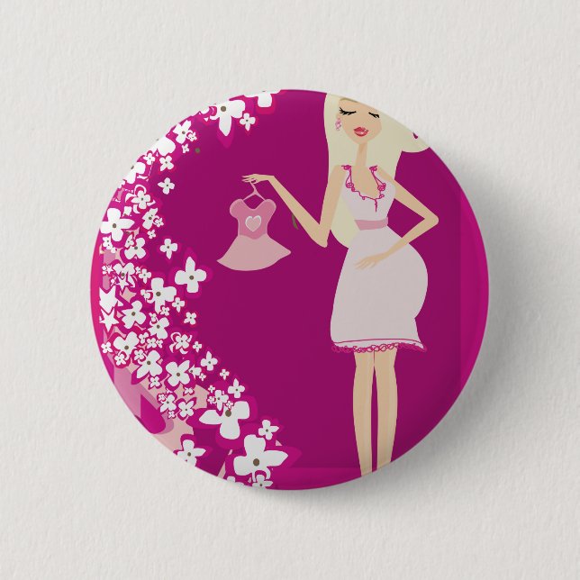 Badge Rond 5 Cm femme enceinte blonde (Devant)