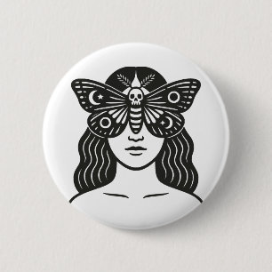 Badge Rond 5 Cm Femme Et Moth