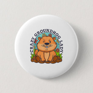 Badge Rond 5 Cm Femme folle de marmotte Femmes Rétro Vintage 60s 7