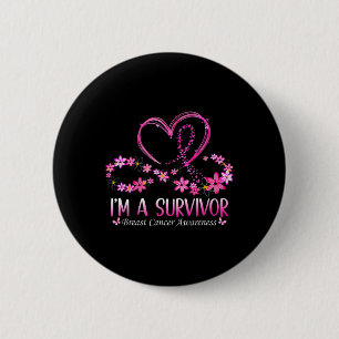 Badge Rond 5 Cm Femme I'm A Survivor Cancer du sein Sensibilisatio