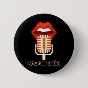Badge Rond 5 Cm Femme Karaoké Queen chanter chanteur musique Micro