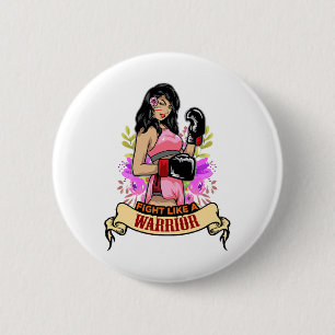 Badge Rond 5 Cm Femme latine autonome Boxe Kickboxing Fitness