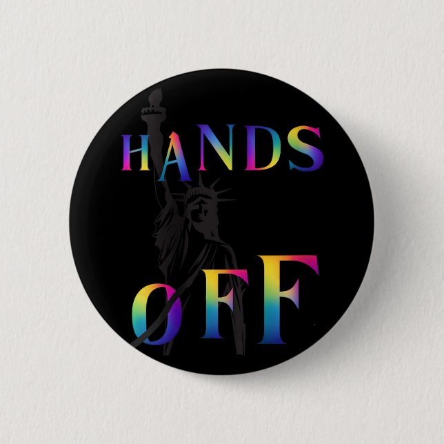 Badge Rond 5 Cm Femme Mains De Résistance Rainbow Statue De Libe (Devant)