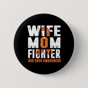 Badge Rond 5 Cm Femme Mère Fighter RSD Sensibilisation CRPS