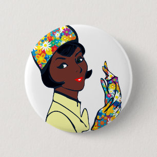 Badge Rond 5 Cm femme mod noire