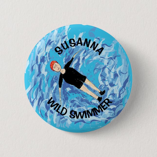 Badge Rond 5 Cm Femme nageuse sauvage cadeau de natation en eau fr (Devant)