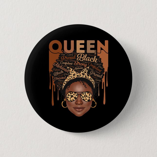 Badge Rond 5 Cm Femme noire éduquée Melanin forte Reine africaine (Devant)