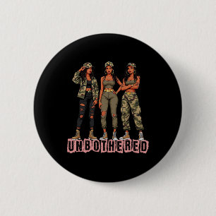 Badge Rond 5 Cm Femme noire imperturbable Locs Camo Noir Son