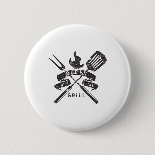 Badge Rond 5 Cm Femme Reine Du Grill - Citation Du Maître Du Grill