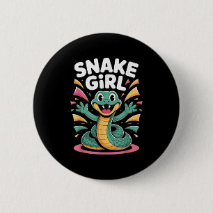 Badge Rond 5 Cm Femme Serpent Girl mignonne Happy Serpent Cartoon