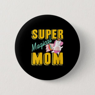 Badge Rond 5 Cm Femme Super Magique Maman Rainbow Unicorn Héros We