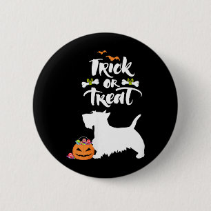 Badge Rond 5 Cm Femme Trick Or Treat Scottie Terrier Écossais Chie